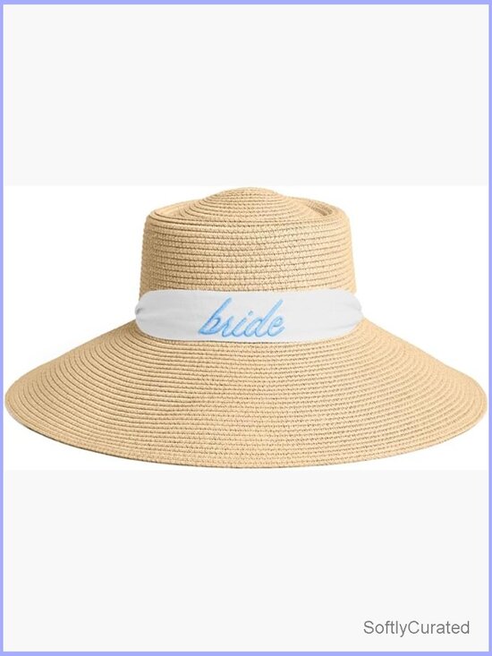 Embroidered Straw Sun Hat - Bachelorette Party Bridal Gift Beach Wedding main image 7